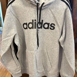 Adidas Men's Light Gray Hoodie with Black Accents